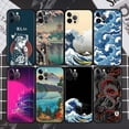 thumbnail image 2 of Funda de estilo japonés para Apple iPhone, carcasa negra para iPhone 11, 13, 12 Pro, 7, XR, X, XS Max, 8, 6, 6S Plus, 5, 14, SE, 2020, 13Pro Fivean unisex, 2 of 2