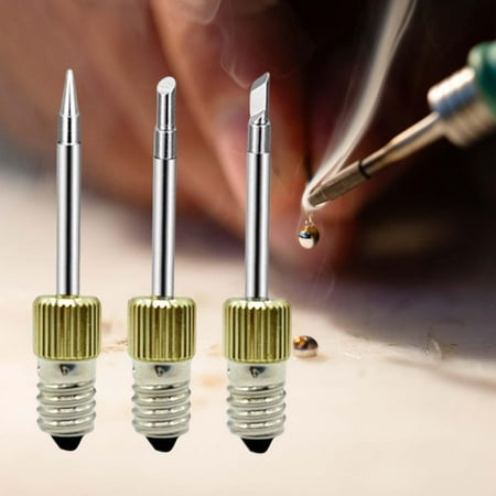 

3 Pieces Electronic Iron Tips Replacement E10 Steel Tool Components Accessories Tips for Indoor Outdoor Repair