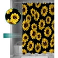 thumbnail image 3 of Modern Beautiful Sunflower Shower Curtain Black Background 3D Printed Waterproof Durable Polyester Cloth Add Vibrant Nature to Your Bathroom Decor Ideal for a Bright and Cheerful Bath Space (36"x72), 3 of 6