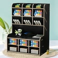 thumbnail image 3 of AMERTEER School Supply Storage Wooden Desk Organizer Desktop Stationary Organizer for Students Home Office School, 3 of 7
