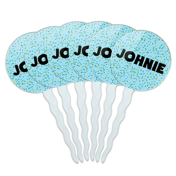 Johnie Cupcake Picks Toppers - Set of 6 - Blue Speckles