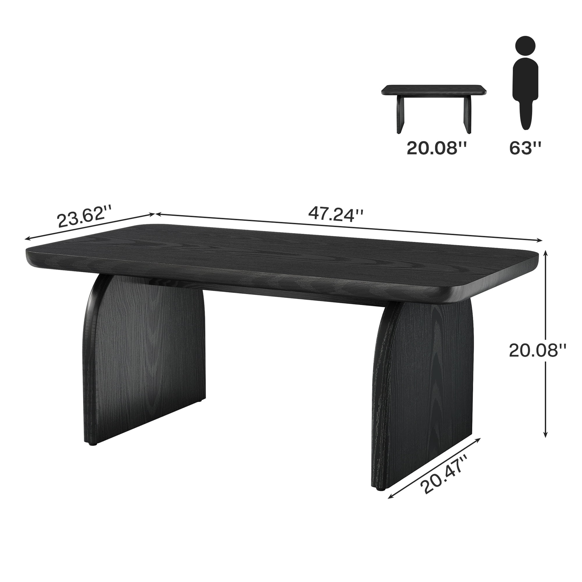 MAYEETY 47 Inch Farmhouse Rectangular Wooden Coffee Table Living Room Center Table