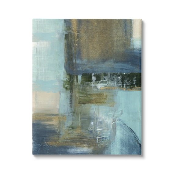 Stupell Industries Abstract Blue & Glam Abstract Painting Gallery Wrapped Canvas Art Print Wall Art, 36 x 48