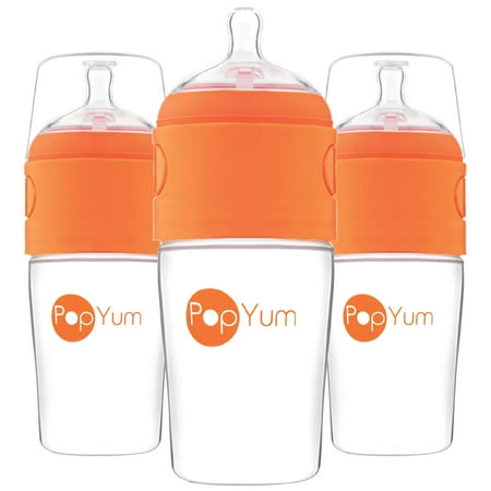 UPC: 0856553007054 | PopYum 9 oz Orange Anti-Colic Formula Making/Mixing/Dispenser Baby Bottles 3-Pack (with #2 Nipples) 9oz 3-pk Orange