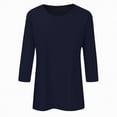 thumbnail image 2 of Paguaki Women 3/4 Sleeve Round Neck T-Shirt Soft Cotton Casual Solid Color Top Breathable Loungewear Stretchy Basic Tee for Home Yoga, 2 of 5