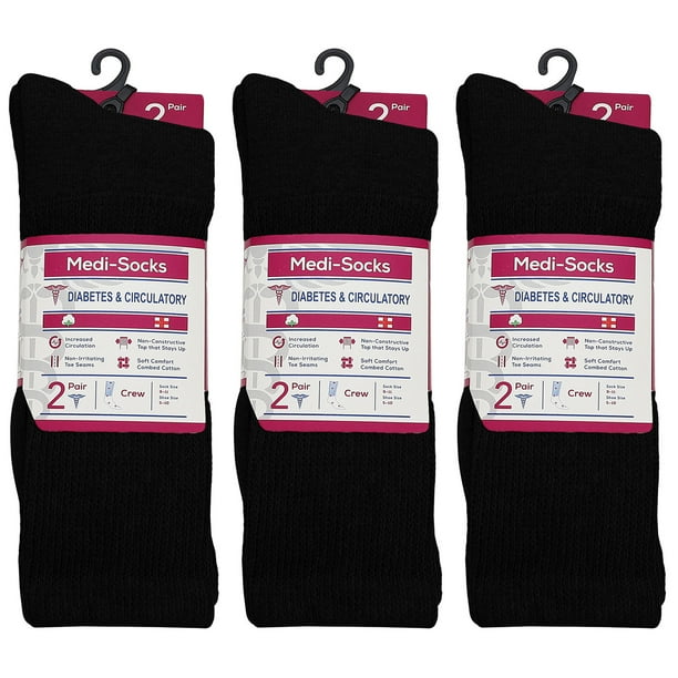 Falari 6Pack Women Diabetic Crew Socks Diabetes Edema and Circulatory
