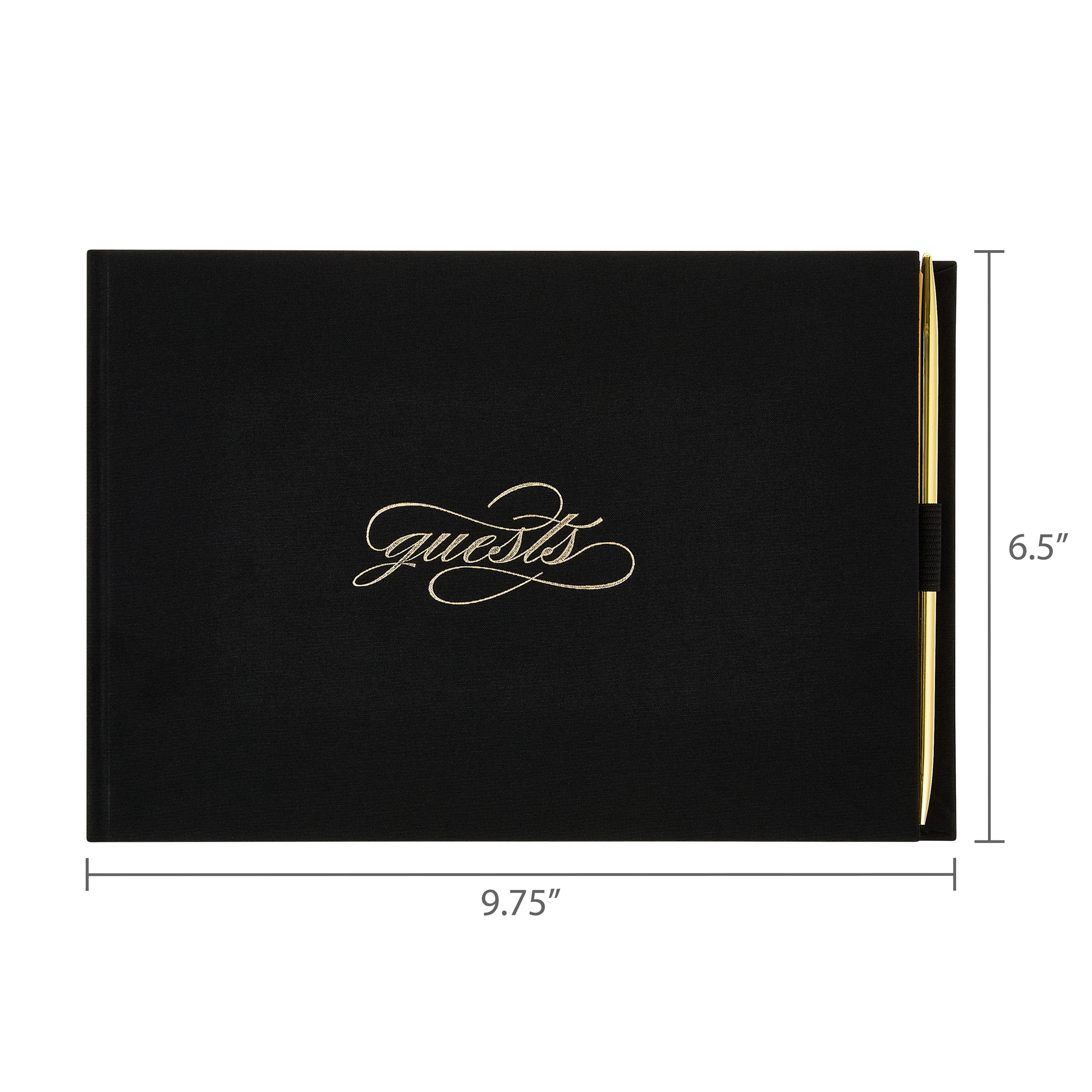 Wedding Guest Book and Pen, Black, 9.75" x 6.25", by Way To Celebrate
