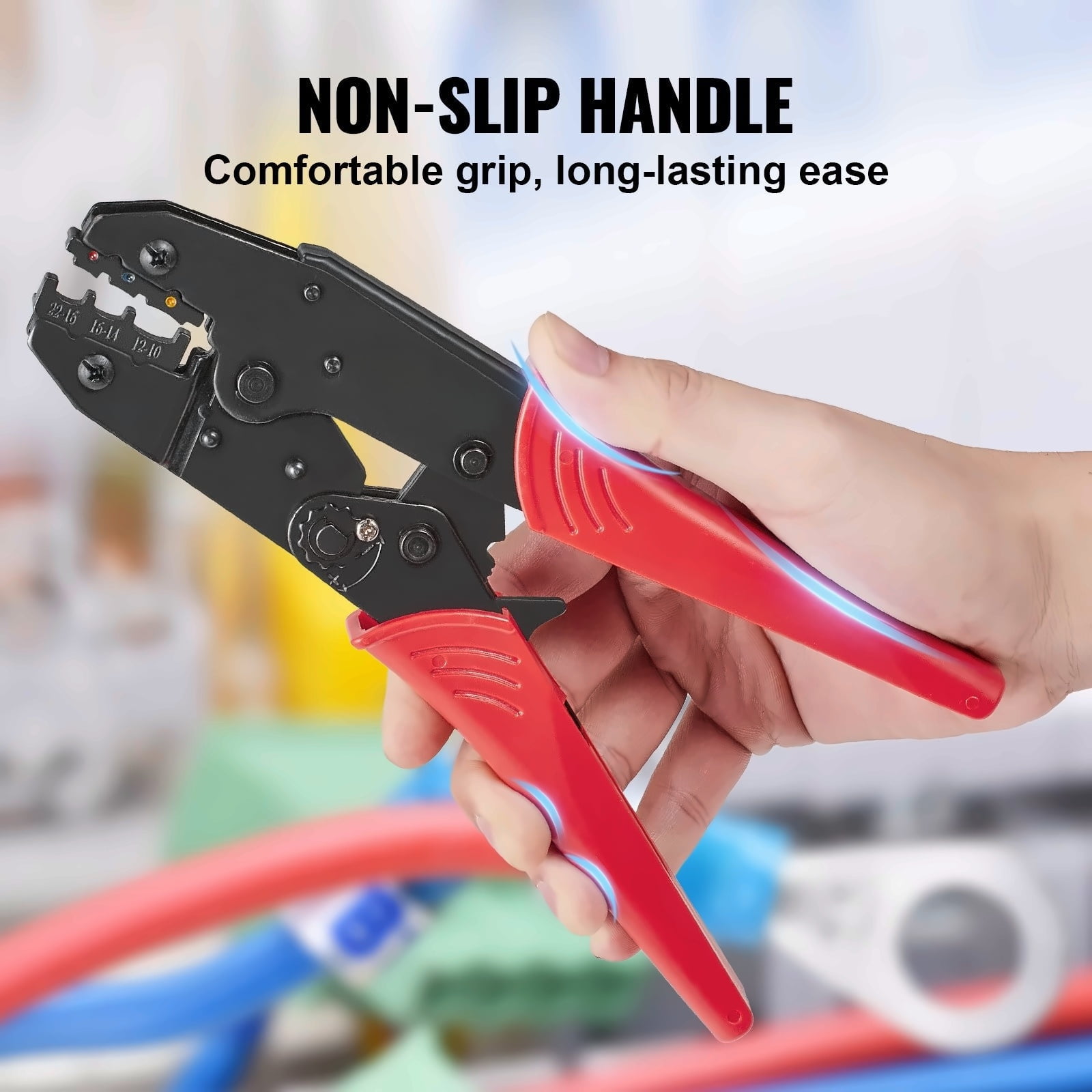 Ratcheting Crimping Tool Set, AWG 22-10 Wire Crimp Pliers with Wire Stripper & 210 Heat Shrink Tubes - Electrical Connectors Crimp Kit