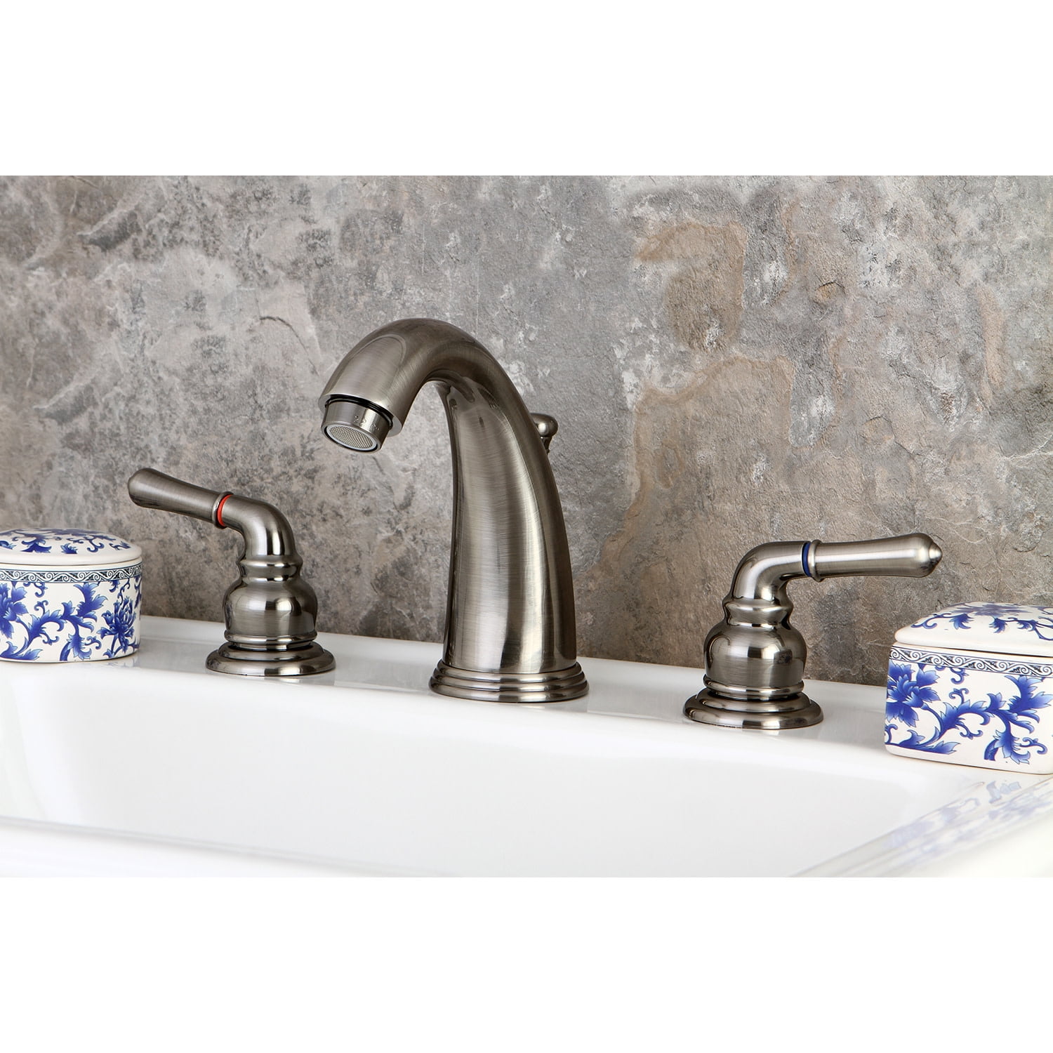 Kingston Brass KB983 Widespread Bathroom Faucet, Black Stainless