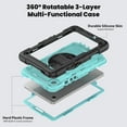 thumbnail image 2 of 3 Layer Case for Samsung Galaxy Tab A9 8.7" 2023 SM-X110 / SM-X115, for Kids Heavy Duty Protective Case with Screen Protector & Stylus Holder & 360 Rotating Stand Hand/Shoulder Strap, Mint+Black, 2 of 10