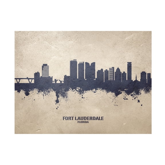 Michael Tompsett 'Fort Lauderdale Florida Skyline Concrete' Canvas Art
