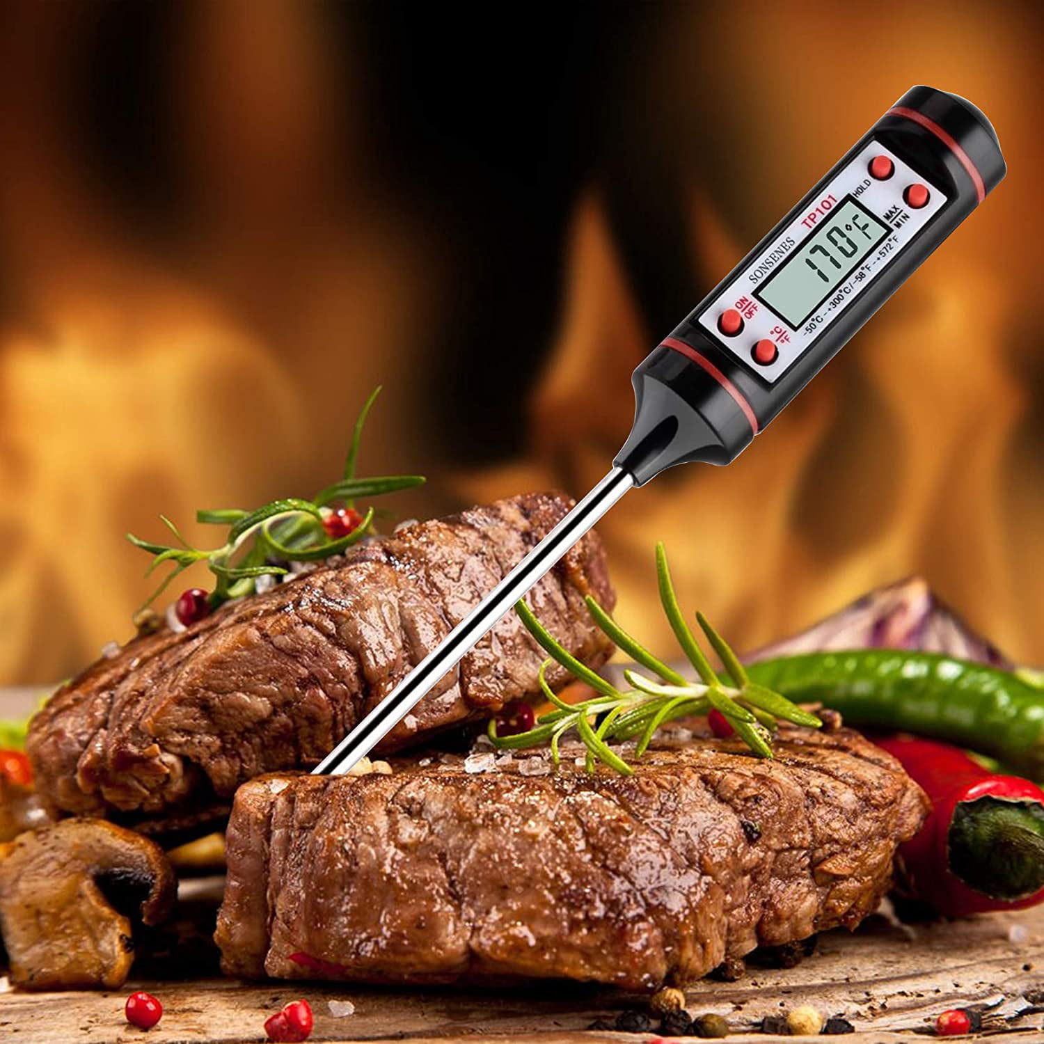 Plug-in Bread Solid Liquid Household Stainless Steel Probe Thermometer