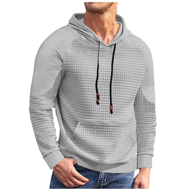 Sudadera con capucha para hombre, color liso, con cremallera, manga larga, blusa de poliéster