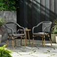 thumbnail image 2 of GDF Studio Grouse Outdoor French Bistro Chairs, Set of 2, Black, White, and Wood Print, 2 of 7