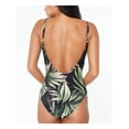 thumbnail image 2 of BAR III Women's Black Tropical Print Stretch Moderate Coverage Deep V Neck One Piece Swimsuit XS, 2 of 2
