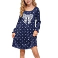 thumbnail image 2 of ATOGUTA Teen Girl Dress Long Sleeve Crewneck A-Line Fall Casual T-Shirt Dresses Red, Size 5T-15, 2 of 8