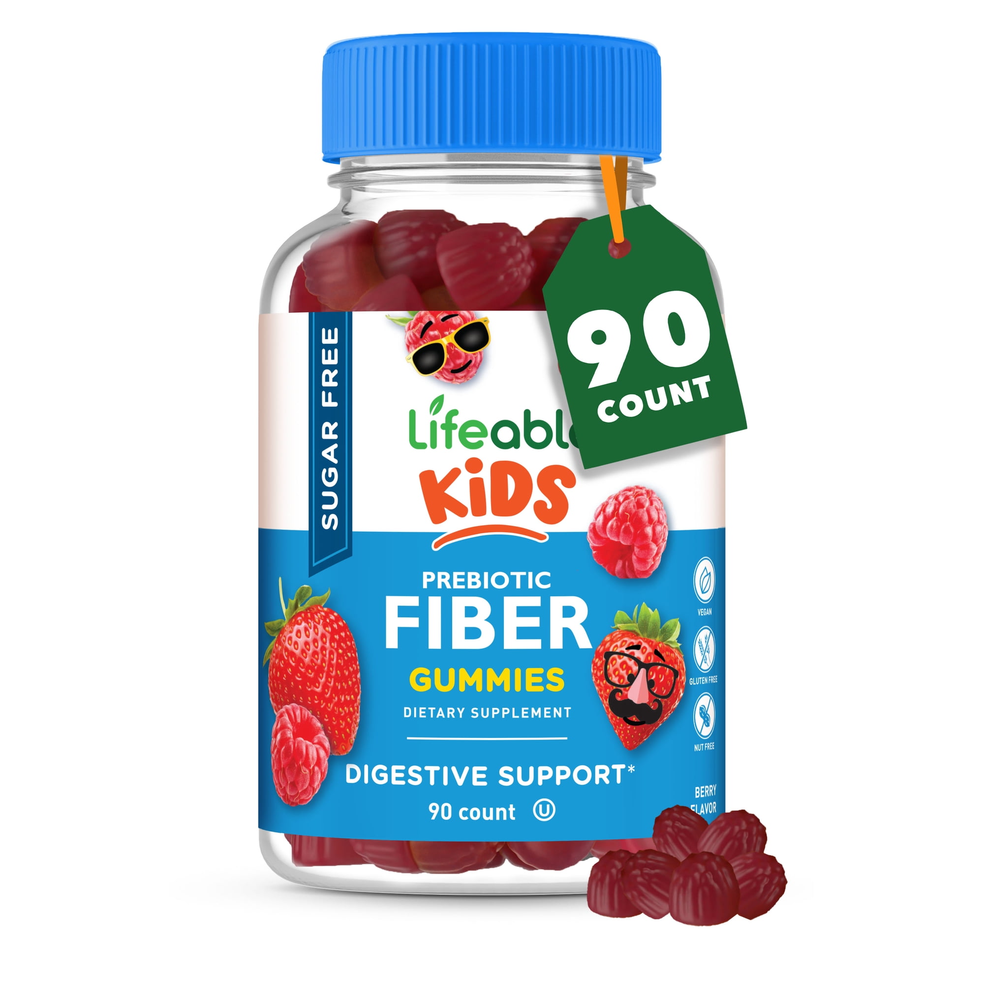 Lifeable Sugar Free Prebiotic Fiber for Kids - 4g - 90 Gummies