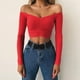 thumbnail image 3 of Top corto con hombros descubiertos para mujer, camiseta de manga larga con cuello en V, camiseta elegante para fiesta y Club, ropa de calle para damas, 3 of 4