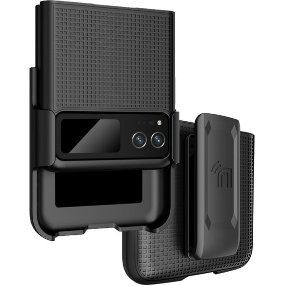 Case with Clip for Motorola RAZR (2023), Nakedcellphone [Grid Texture] Slim Hard Shell Cover and [Rotating/Ratchet] Belt Hip Holster Holder Combo