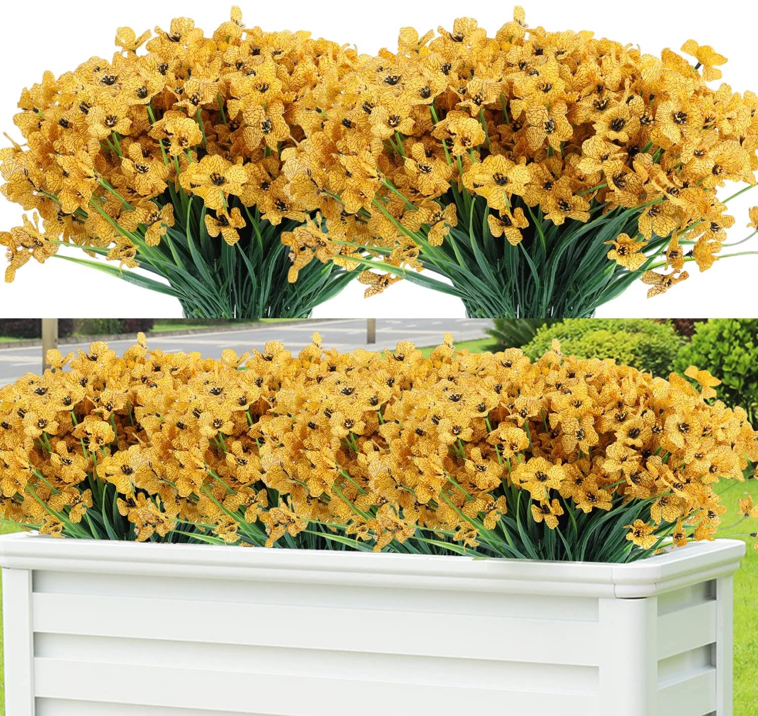 GRNSHTS 24 Pcs Artificial Flowers for Outdoor,Plastic Flowers