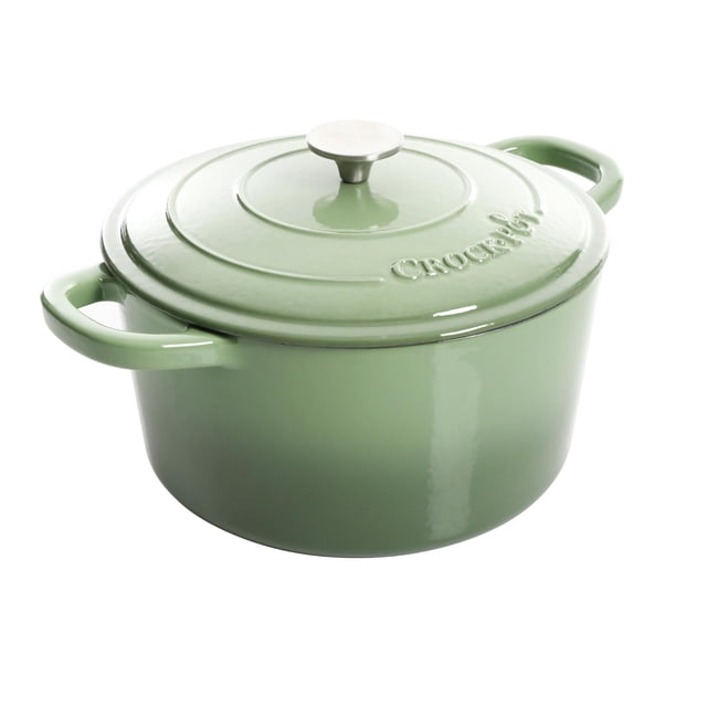 Olla holandesa redonda de hierro fundido esmaltado Crock-Pot Artisan, 7 cuartos, color verde pistacho