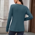 thumbnail image 4 of Holzkary Womens Long Sleeve Henley Shirts Ribbed Button Down Casual Tunic Tops Women's Knit Tops Casual Long Sleeve Blouses Slim Fit Button Down V Neck Shirt Blue L, 4 of 5