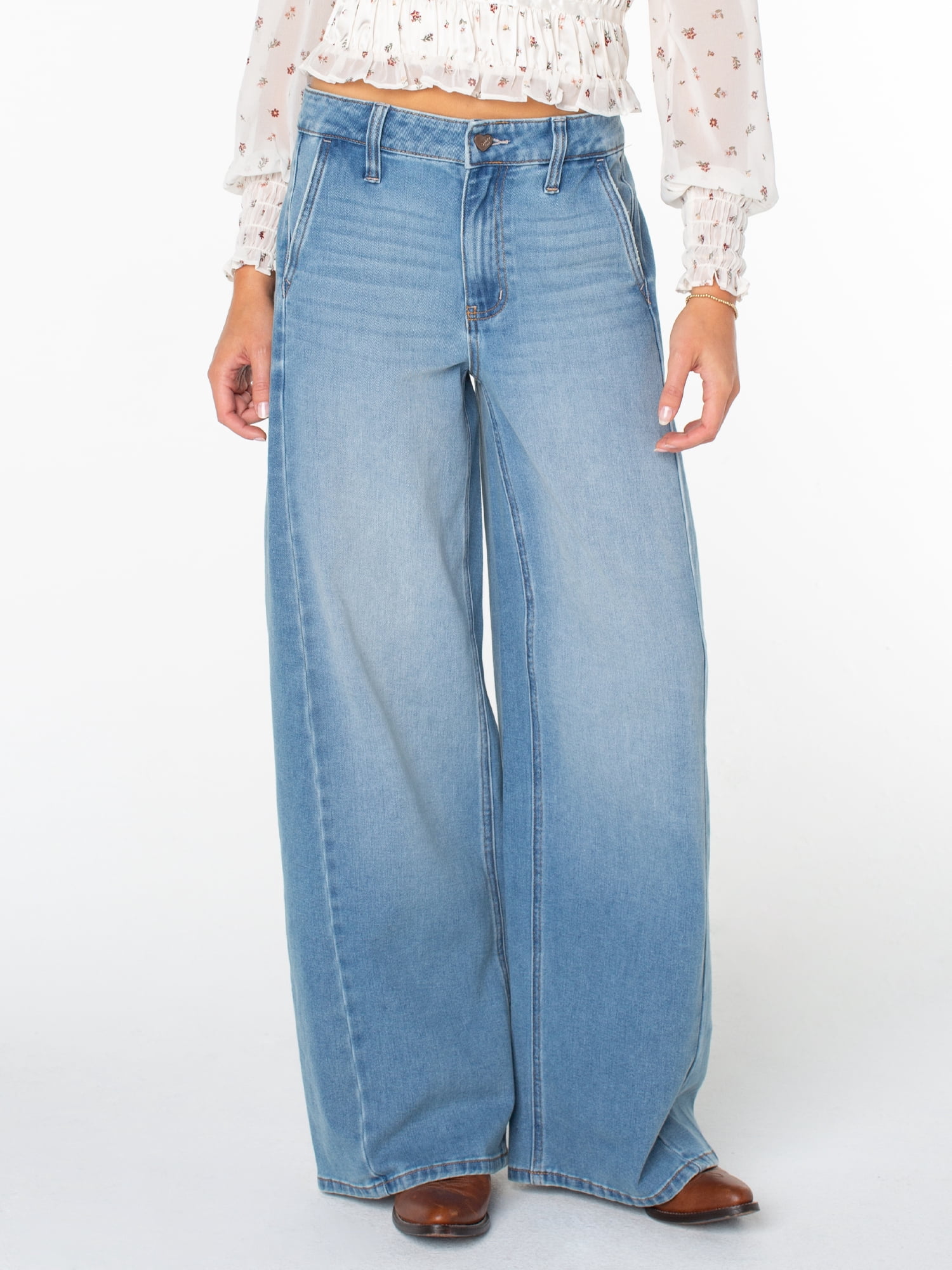 Celebrity Pink Women's and Women's Plus Wide Leg Jeans, Sizes 1-24