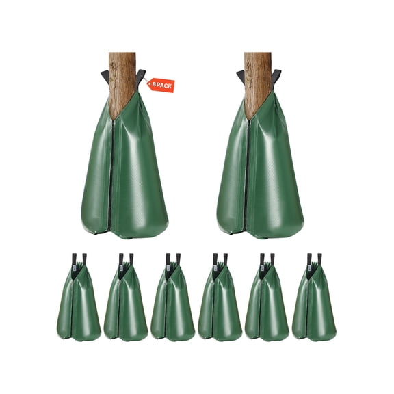 VEVOR Tree Watering Bag, 8 Packs 20 Gallons Watering Bags for New Trees, 5-9 Hours Slow Release Refillable Tree Drip Irrigation Bags with Zipper, Durable Tree Watering System for Deep Root Targeting