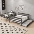 thumbnail image 4 of Harper & Bright Designs Twin XL Over Queen Bunk Bed with Trundle, Wood Frame Detachable into 2 Separate Beds, Sturdy Platform Bunk with Guard Rail & Ladder, Grey, 4 of 16