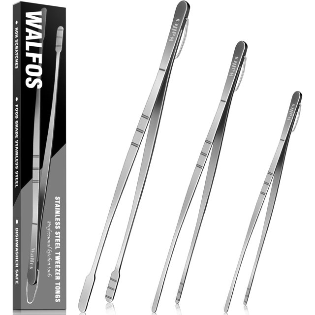 Pinzas pequeñas Walfos doradas para servir, de acero inoxidable de grado alimenticio, de 10 cm, ideales para fiestas, catering, azúcar, postres, té y cafeterías. Juego de 12 (doradas).