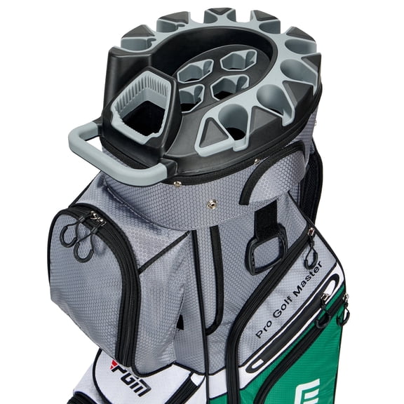 PGM Golf Cart Bag, 14 Way Organizer Divider, Silent Top, Waterproof / Green Gray