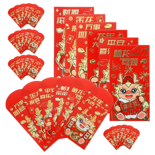 HINTRMENT Enveloppes Rouges Chinoises avec Éléments Traditionnels pour la Maison en Papier Épais Taille Appropriée pour Cartes de Vœux