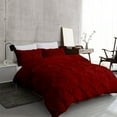 thumbnail image 2 of 5 Piece Pinch Pleated Pintuck Duvet Cover Set With Zipper Closure , 100% Egyptian Cotton, 400 Thread Count, Extra Smooth and Luxirous, Burgundy Solid, Oversize Queen Size., 2 of 5