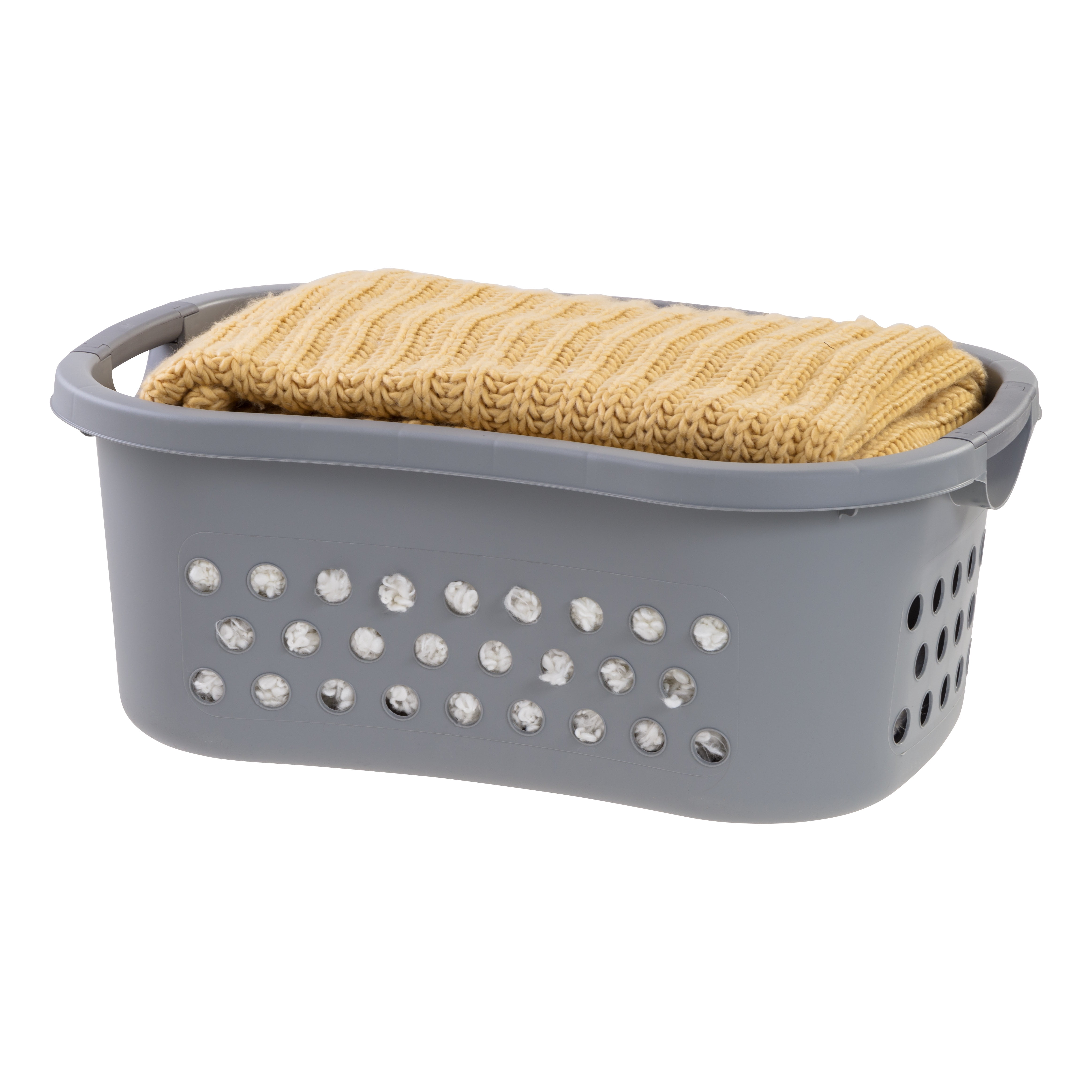 IRIS 2Pack Large Plastic Clothes with Hip Grip Laundry Basket, Gray