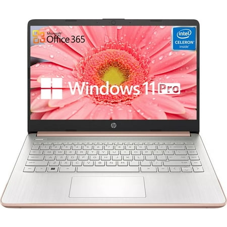 HP 14 Inch College Students Laptop Ultral Light Rose Gold Laptop with 1-Year Office 365 Intel Celeron N4120 16GB RAM + 384GB Storage(128GB eMMC+256GB MSD) Long Battery Life Windows 11 Pro