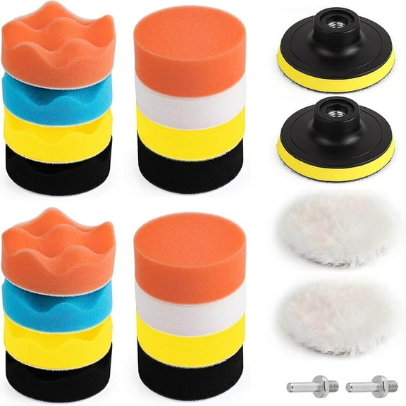 22 pcs Polishing Pads Kit,3 inch Sponge Buffing Pads,Buffer for Car Detailing, Polishing Wheel for Drill,Car Buffer Polisher Kit Drill Buffing Kit for Car Polishing, Waxing, Sealing Glaze
