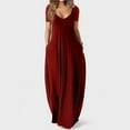 thumbnail image 2 of UPPADA Women's Wedding Guest Evening Party Maxi Dress Plus Size Cocktail Dresses V Neck A-Line Elastic High Waist Dress Pleated Chiffon Maxi Plus Size Formal Dresses Wine,XXXXXL, 2 of 6
