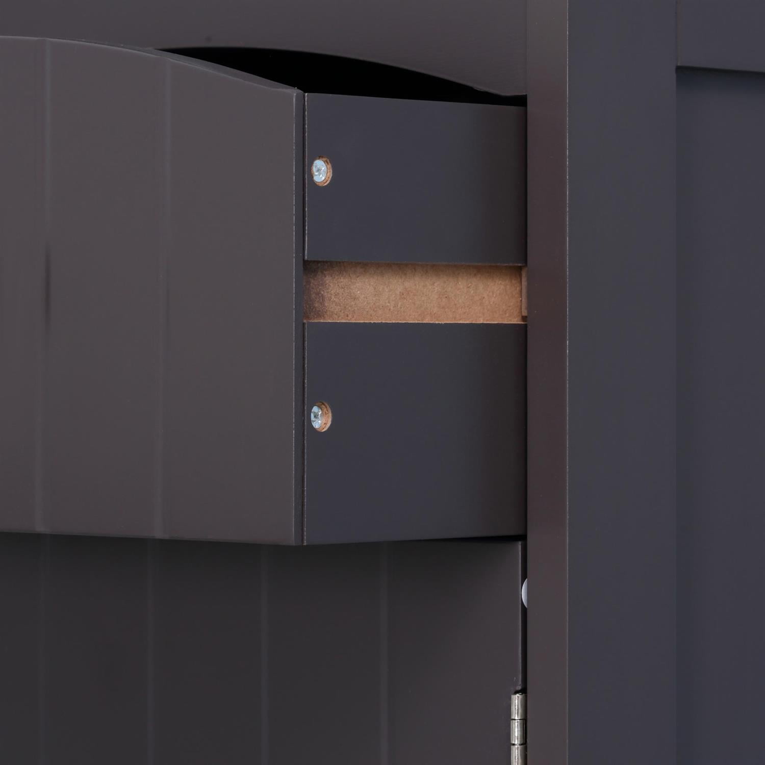 Demi Bonn 67" Tall Bathroom Storage Cabinet, Free Standing Linen Tower with 3-Tier Shelves and Drawer, Durable Wood Construction, Brown