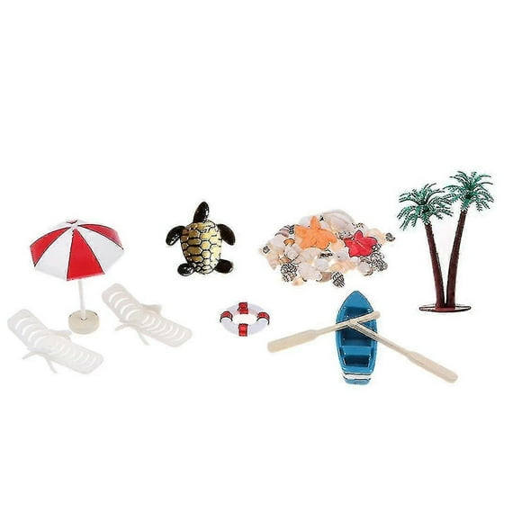 10pcs/set Miniature Deck Chair Beach Umbrella Boat Shell Kits For Life Scenes Decoration Accessory