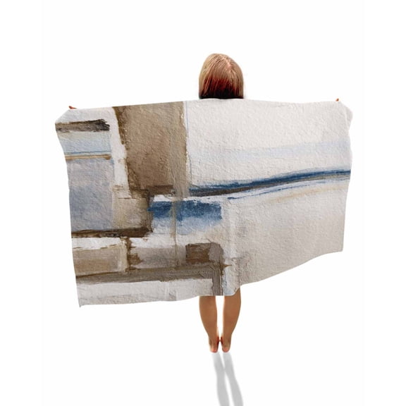 Beige Brown Blue Beach Towels Oversized Super Absorbent, Vintage Abstract Mottled Texture Lightweight Bath Towel Quick Dry Sets For Bathroom/Pool/Rv Camping/Beach Play/Gym Room/Picnic 23"x47"