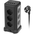 thumbnail image 1 of Cube Power Strip, Tower Power Strip con 12 tomacorrientes (4000W/16A) y 4 puertos USB, 16 en 1 Portable Travel USB Power Strip con interruptor, protección contra sobrecarga, cable de 2 m para oficina Kuyhfg Bienvenido a Kuyhfg, 1 of 5