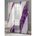 thumbnail image 4 of Marble Purple Sheer Curtains 84 Inch Length 2 Panels Set, Gold Foil Ceramic Style Cracks Scratches Voile Window Treatment Rod Pocket Curtains Sheers Drapes for Bedroom/Living Room/Kitchen 52"x84"x2, 4 of 7