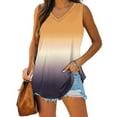 thumbnail image 2 of Lufly Tops for Women Gradient V-neck Comfortable Loose T-shirt Casaul Sleeveless Blouse,Yellow,XL, 2 of 6