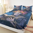 thumbnail image 3 of Homewish Gothic Skeleton Bed Sheets,Colorful Flower Wreath King Sheets,Bohemain Style Sheet Set For Men Women,Super Cozy Room Decor,4 Pieces, 3 of 7