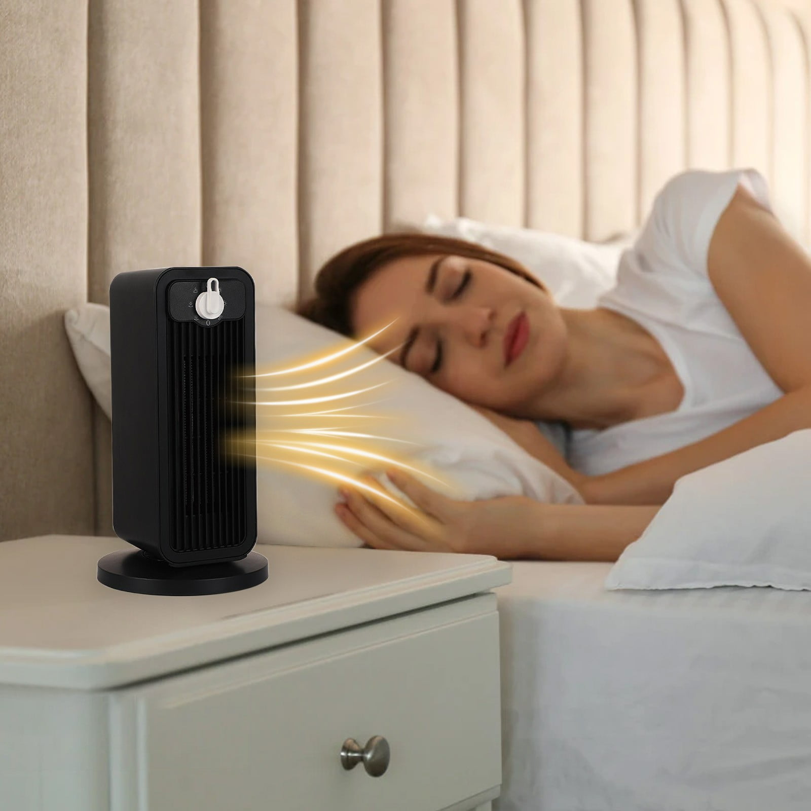 YIMWNYI Indoor Ceramic Heater with Thermostat, Fast Heating Portable Space Heater with Tipping Protection, Low Noise, Multi-Mode, Rotating Heater for Office, Bedroom, and Home Use