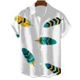 thumbnail image 3 of Camisetas con gráficos de plumas de pájaro para hombres, ropa con estampado 3D, camisas hawaianas de playa, camisetas de manga corta Y2k, ropa vintage, blusa con solapa, 3 of 5