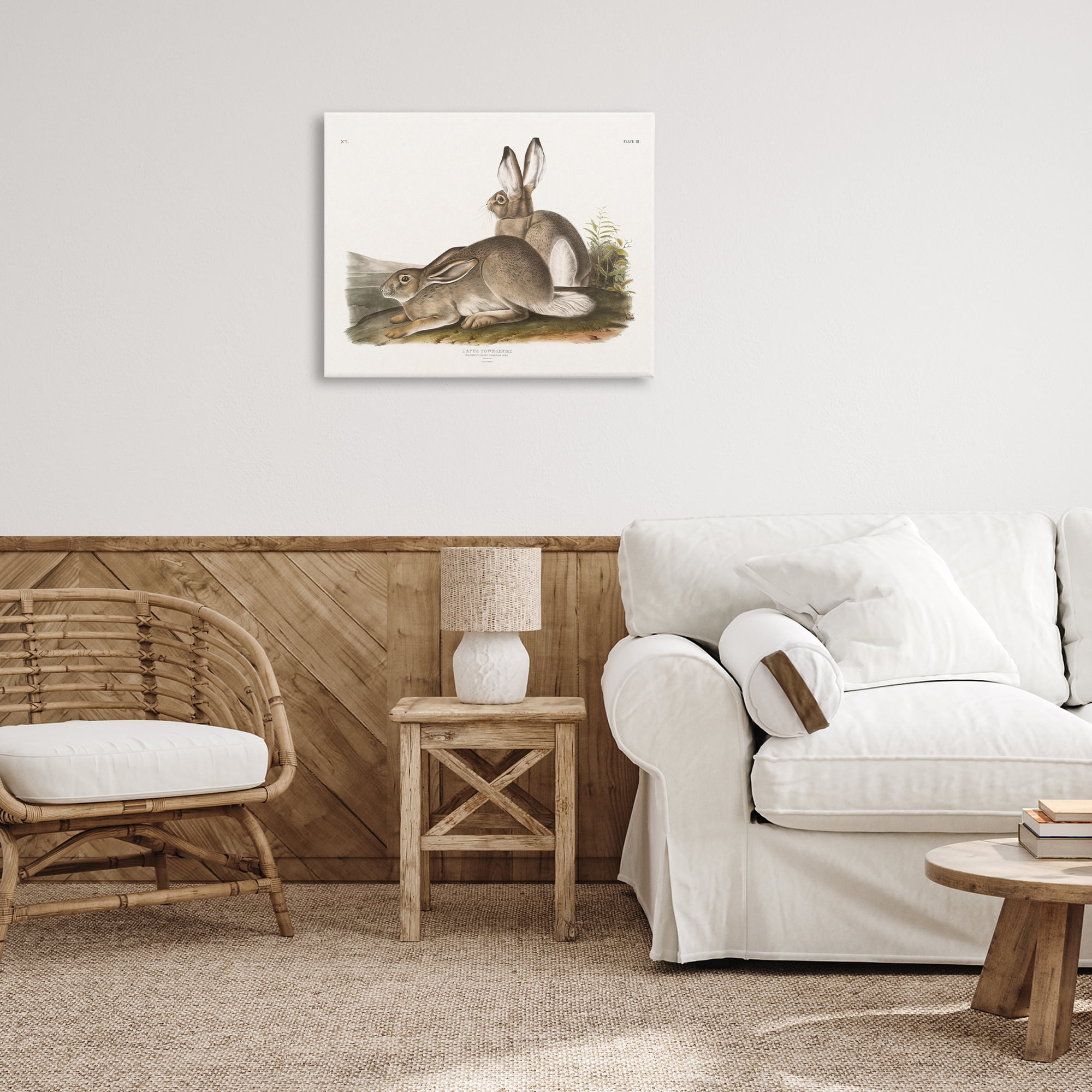 Stupell Industries Traditional Cottage Hare Animals & Insects Painting Gallery Wrapped Canvas Art Print Wall Art, 30 x 24