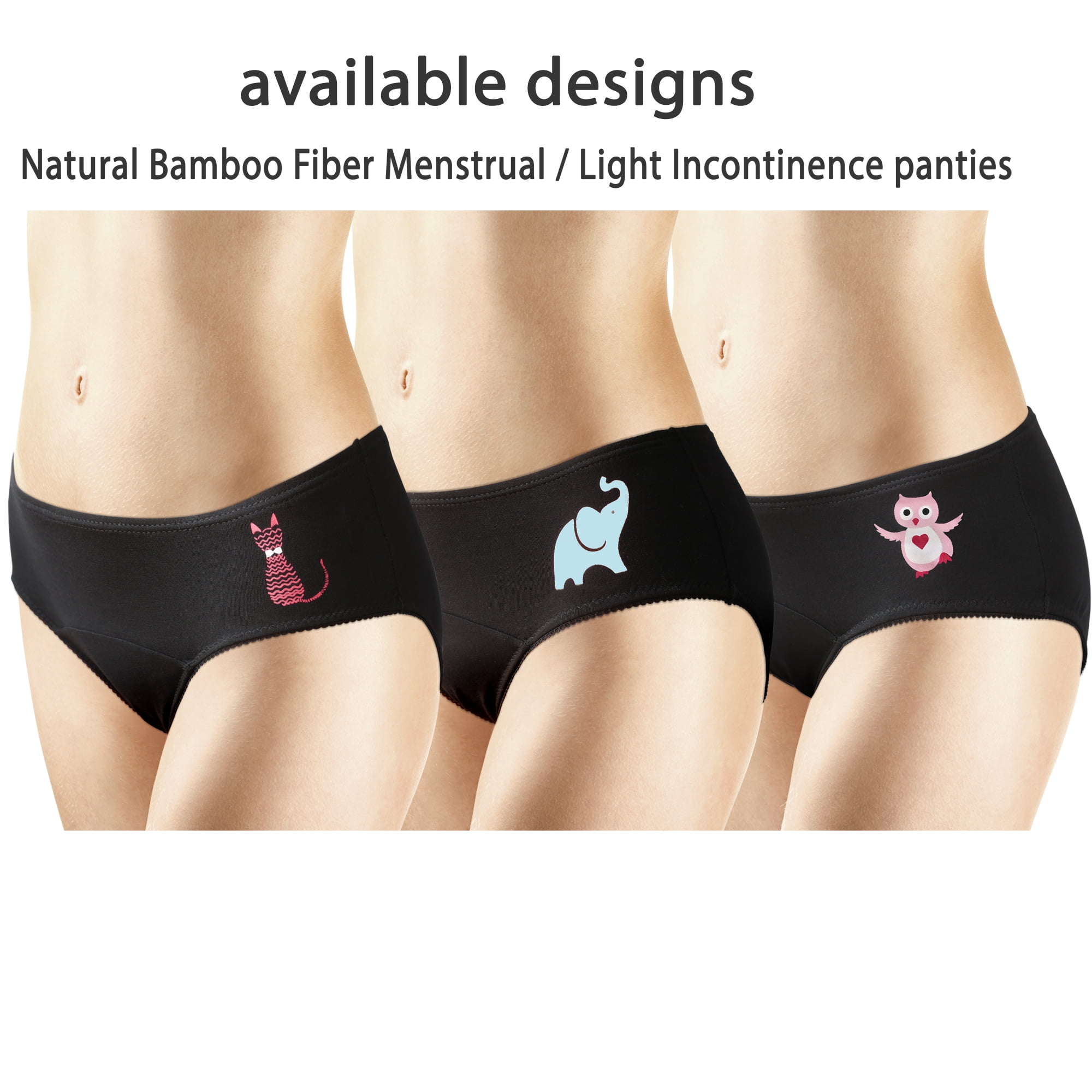  3 Pack Viscose Made from Bamboo Skin-Friendly Absorbent Menstrual  Period Panty Incontinence - Elephant : Health & Household