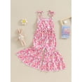thumbnail image 4 of Suealasg Toddler Girls Easter Suspender Flared Pants 6M 12M 18M 2T 3T Kids Girl Sleeveless Halter Rabbit Print Bell Bottom Overalls Infant Baby Girl Spring Easter One Piece Jumpsuit, 4 of 9