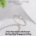 thumbnail image 3 of Round Engagement Ring for Women by Ginger Lyne .5 Ct Simulated Diamond Sterling Silver Wedding Rings, 3 of 6